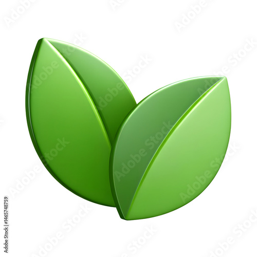 green leaf eco icon, 3d rendering, sustainability, reduce co2 emission, green energy concept