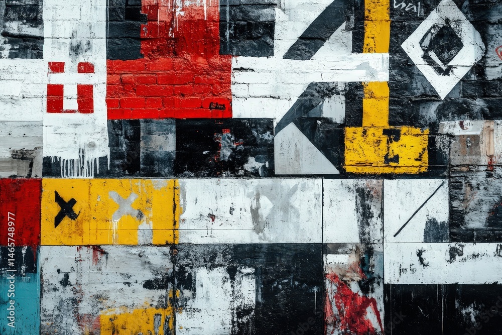 Fototapeta premium A vibrant, colorful urban wall art design.
