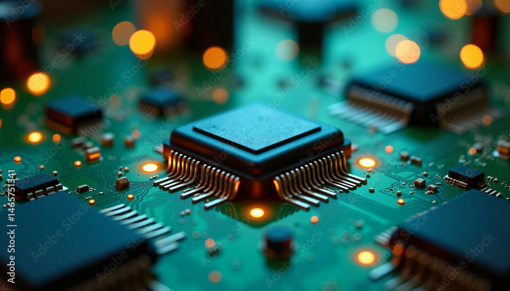 Microchips in Macro View - ComfyUI 0008 with Vibrant Lighting