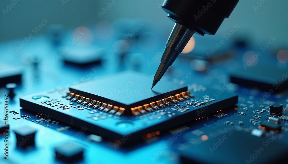 Microchips in Macro View - ComfyUI_0010 Featuring Close-Up Technology