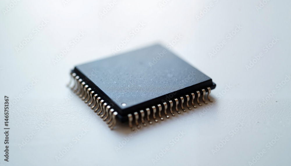 Microchips in Macro View: High-Detail Depiction of Electronic Component