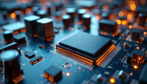 Obraz na płótnie Microchips in Macro View - ComfyUI_0006 w salonie