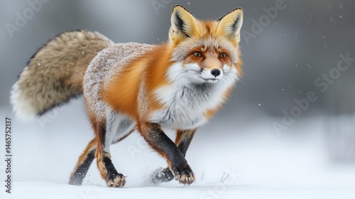 Wallpaper Mural Red fox running through snowy forest Torontodigital.ca