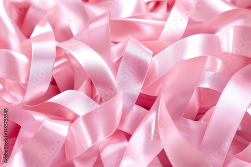 Wallpaper Mural A close-up view of a large collection of soft, light pink satin ribbons.  The ribbons are tangled and overlapping, creating a rich, textured surface Torontodigital.ca
