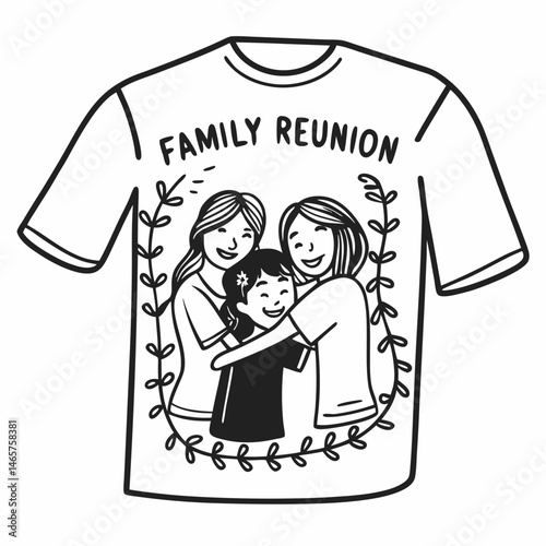 Elegant Line Art Design for a Family Reunion T-Shirt