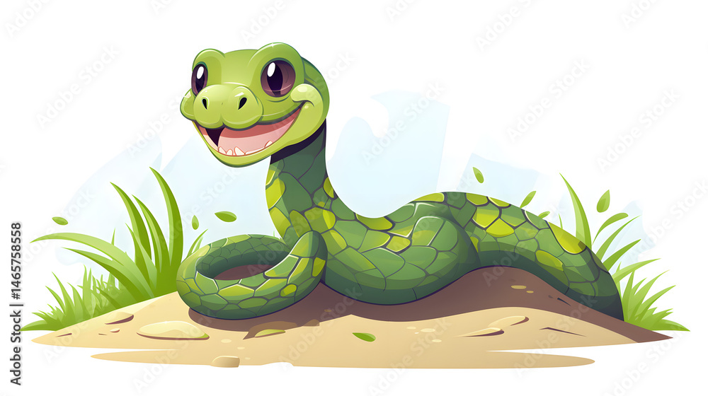 Fototapeta premium Cute Snake Sliding Along the Ground - High-Quality EPS VECTOR Image for Projects