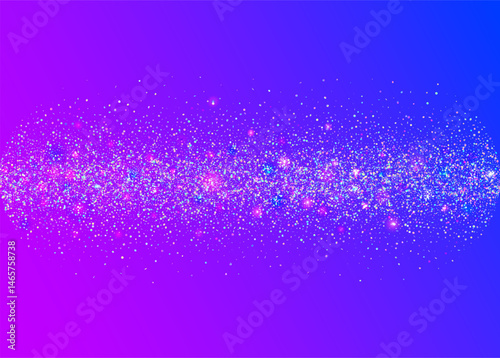 Neon Tinsel. Digital Poster. Happy Concept. Pink Disco Sparkle. Festive Paper. Falling Dust. Glare Abstract Illustration. Rainbow Effect. Blue Neon Tinsel