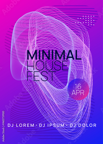 Techno Background. Dj Electro Graphic. Electronic Disco Invitation. Trance Vector. Music Flyer. Violet Party Banner. Blue Night Club Set. Green Techno Background