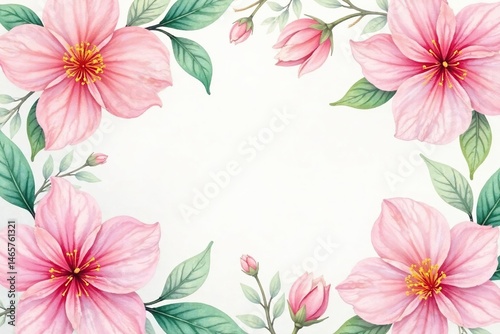 Delicate, watercolor-style blossoms, soft color palette, repeating motif, romantic, floral, floral pattern