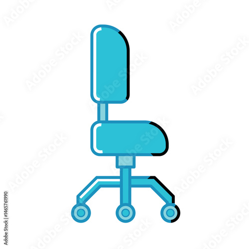 Blue office chair profile. Vector