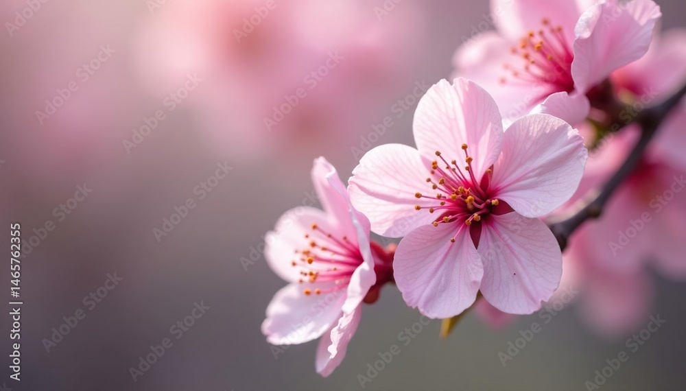 Delicate pink sakura blossoms, full bloom, soft petals , springtime, botanical, branch Delicate pink sakura blossoms, full bloom, soft petals , springtime, botanical, branch