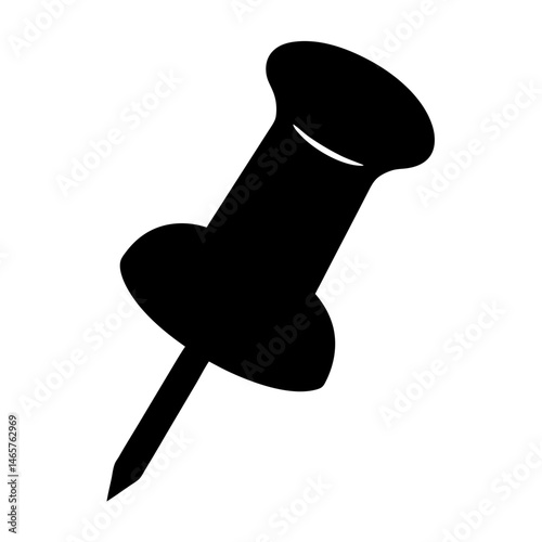 Isolated black pushpin illustration on white background for office and home use
