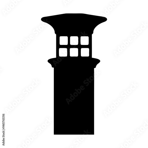 Black silhouette of a decorative bollard or pillar with light openings
