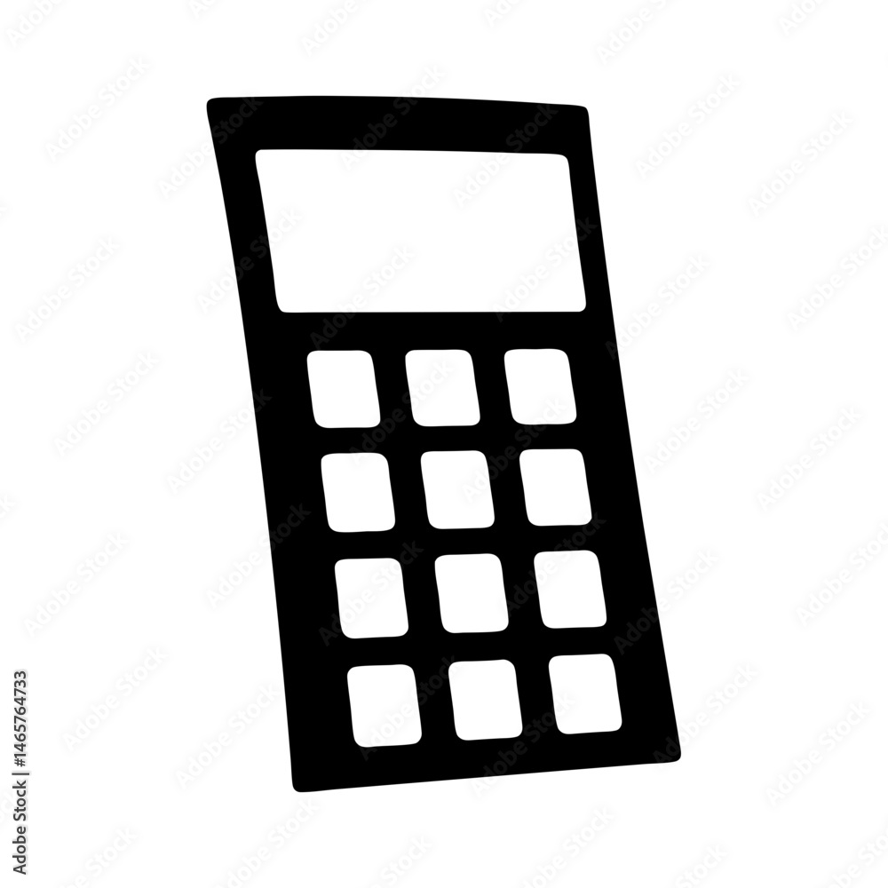 Stylized Calculator in Black Silhouette for Finances, Mathematics and Accounting Stylized Calculator in Black Silhouette for Finances, Mathematics and Accounting