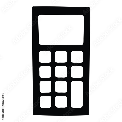 Stylized Black and White Calculator Illustration for Financial Calculations