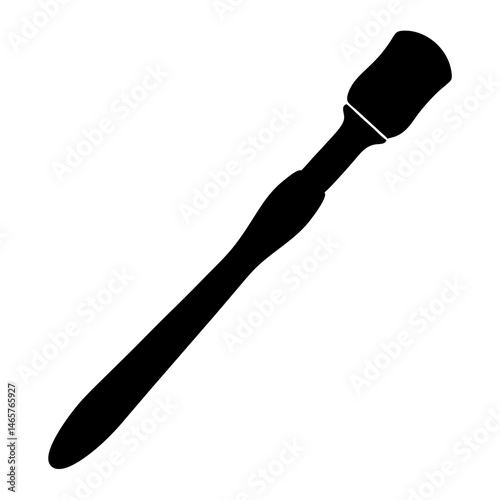 Black and white vector graphic showing a makeup brush silhouette