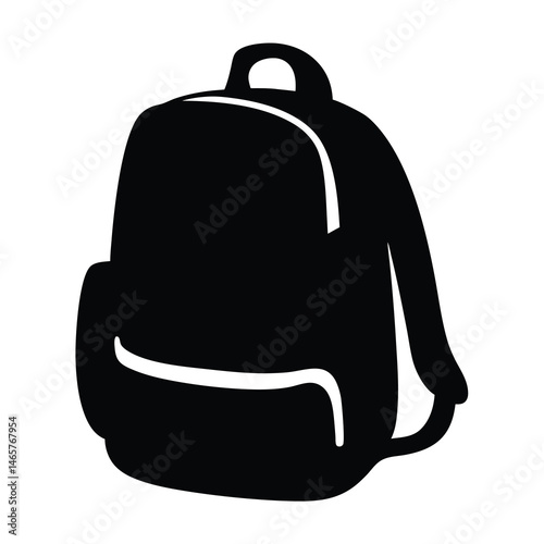 Black and white silhouette of a backpack with adjustable shoulder straps