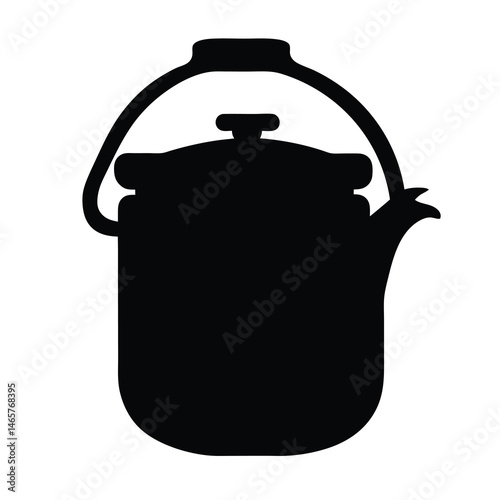 Silhouette of a traditional kettle with a handle, lid and spout