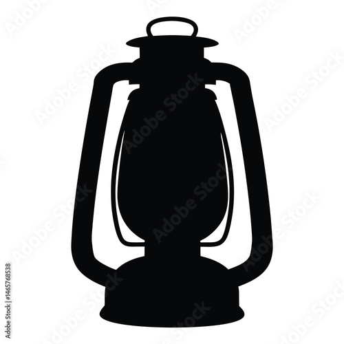 Monochrome depiction of a vintage kerosene lantern showcasing a classic silhouette