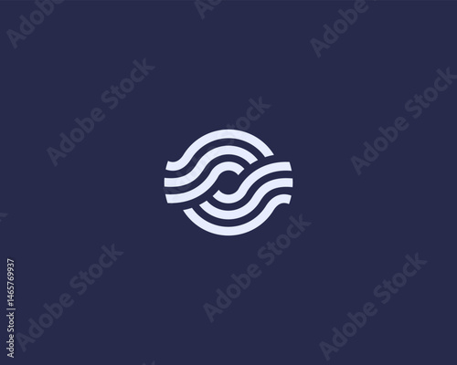 Abstract eye linear logo. Waves optics vision vector sign.