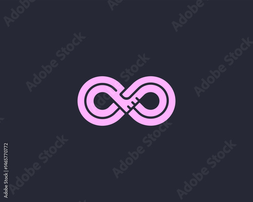 Abstract infinity vector logo. Unusual handshake partnership sign. Creative number 8 endless logotype