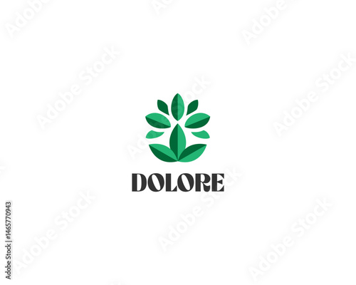 Abstract logo from green leaves. Universal garden park symbol. Flower flat vector sign. Eco concept.
