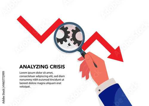Analyzing crisis problem illustration concept - Stock illustration.