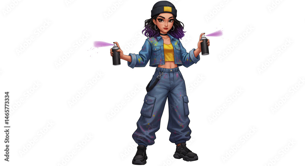 Character: Street Artist Girl – Transparent Background Character: Street Artist Girl – Transparent Background