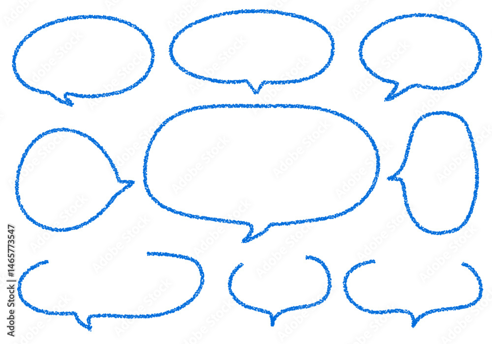 Obraz premium クレヨン素材 手描きのふきだしセット