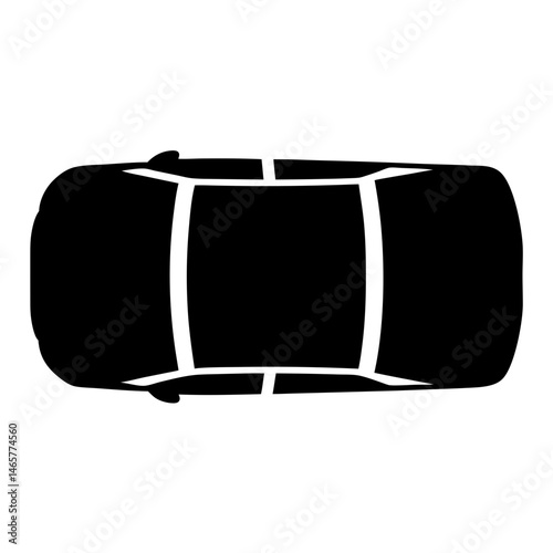 Silhouette of a car as viewed from the top down perspective