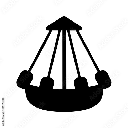 Amusement Park Ride Silhouette, A Fun Swirling Attraction at the Carnival