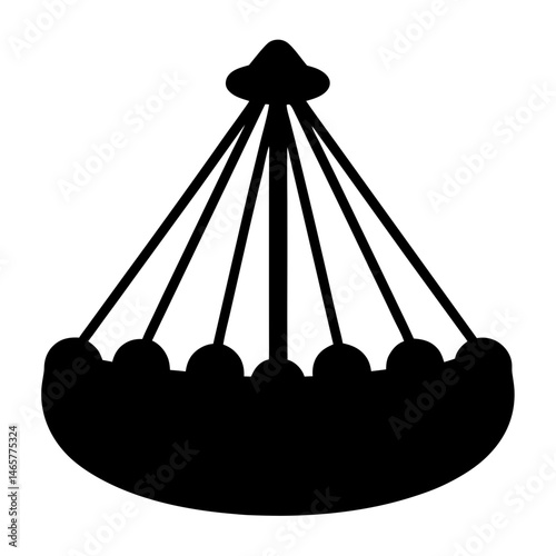 Silhouette of a hanging musical instrument or wind chime with multiple chimes