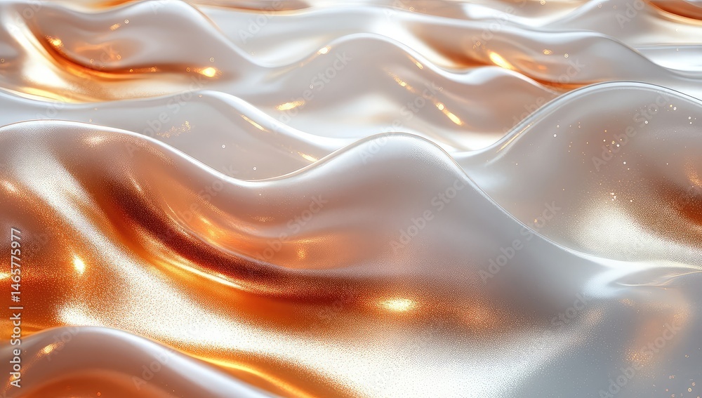 Fototapeta premium Liquid Gold White Waves Abstract.