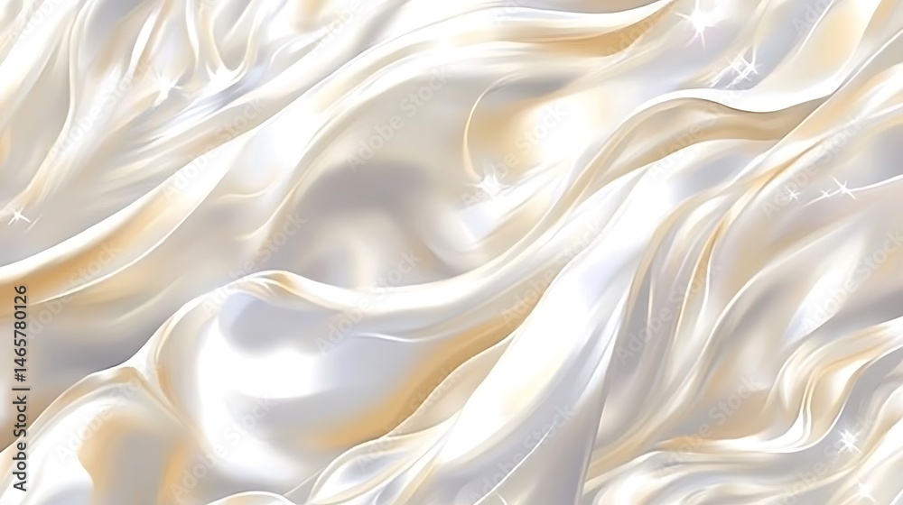 Obraz premium Elegant flowing silk background with subtle golden hues and sparkling highlights