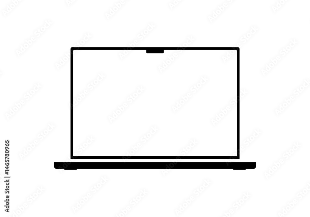 Modern laptop MacBook mockup with empty white monitor, device template mockup isolated - stock vector Modern laptop MacBook mockup with empty white monitor, device template mockup isolated - stock vector