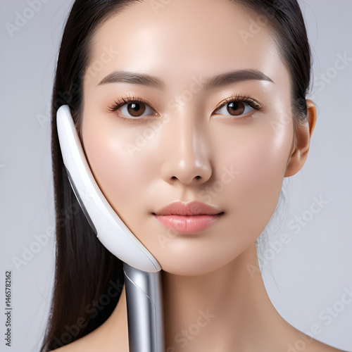 Vertical photo of a face massager for skin care, reduce puffiness and improve wrinkles.