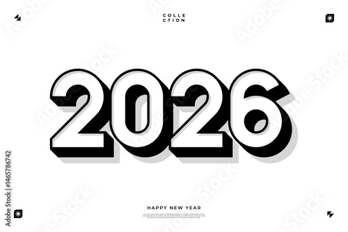 A vibrant and modern design showcasing the year 2026 in a dynamic color combinations