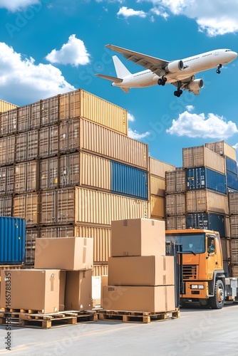 Air freight and cargo logistics at a busy port
