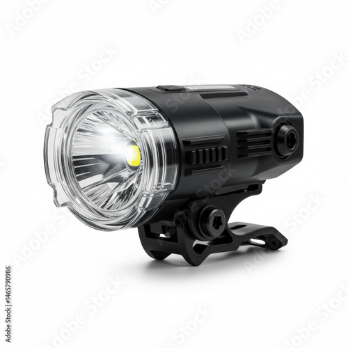 LED bicycle headlight isolated on white