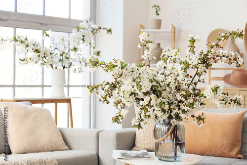 Fresh cherry blossom branch...