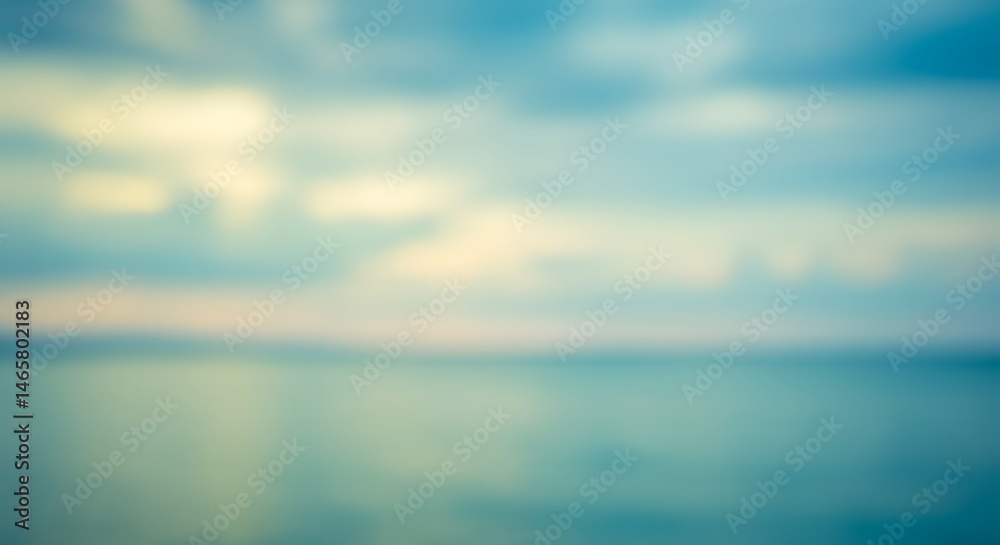 Fototapeta premium Abstract Ocean View with Cloudscape Background in Soft Pastel Colors