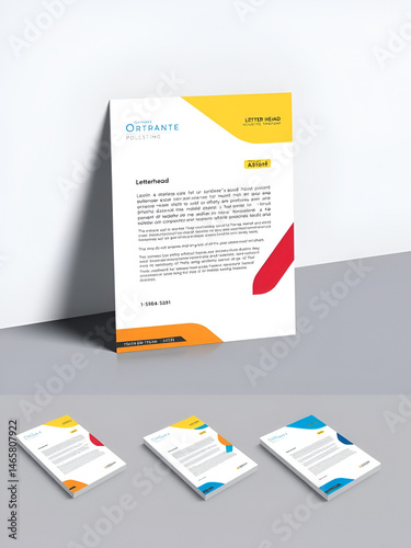 Corporate Creative Professional Modern & clean company business letterhead design bundle and letterhead template design set with yellow, red, and blue colors to use for any business.