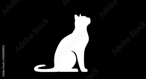 Simple and elegant vector silhouette of a cat sitting and looking upward with curiosity, perfect for pet-related designs, minimal logos, and animal-themed illustrations