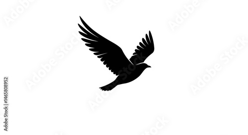 Minimalist vector silhouette of a bird soaring in flight with wings fully spread, representing freedom and grace, ideal for nature, travel, or aviation-related themes