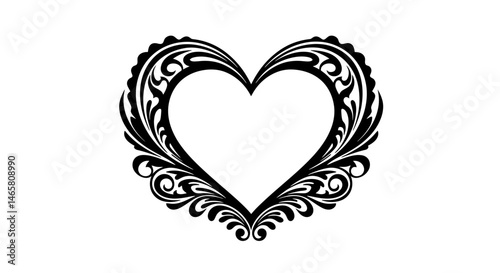 Decorative heart-shaped silhouette vector with ornamental swirls, perfect for romantic, wedding, or Valentine’s Day-themed creative and emotional design projects
