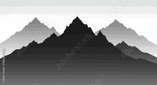 Majestic vector silhouette of layered mountains with a foggy background, symbolizing adventure, mystery, and natural beauty, ideal for travel, exploration, and outdoor themes