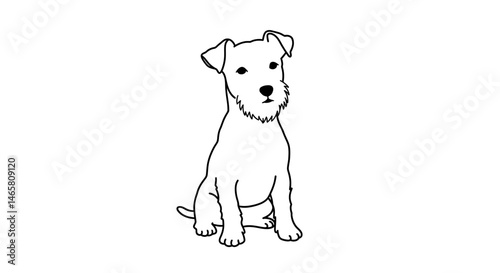 Simple and clean vector silhouette of a small dog sitting and looking forward, perfect for pet-related designs, animal lovers, and logos for dog-themed products or services