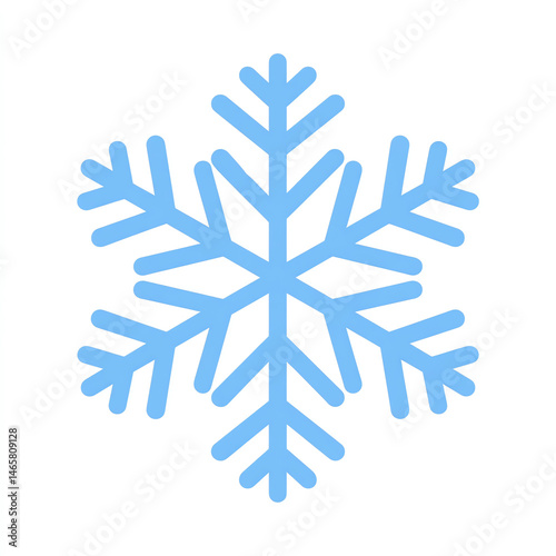 A simple, flat illustration of an ice-blue snowflake icon on a white background, in a minimalist style with simple lines and shapes