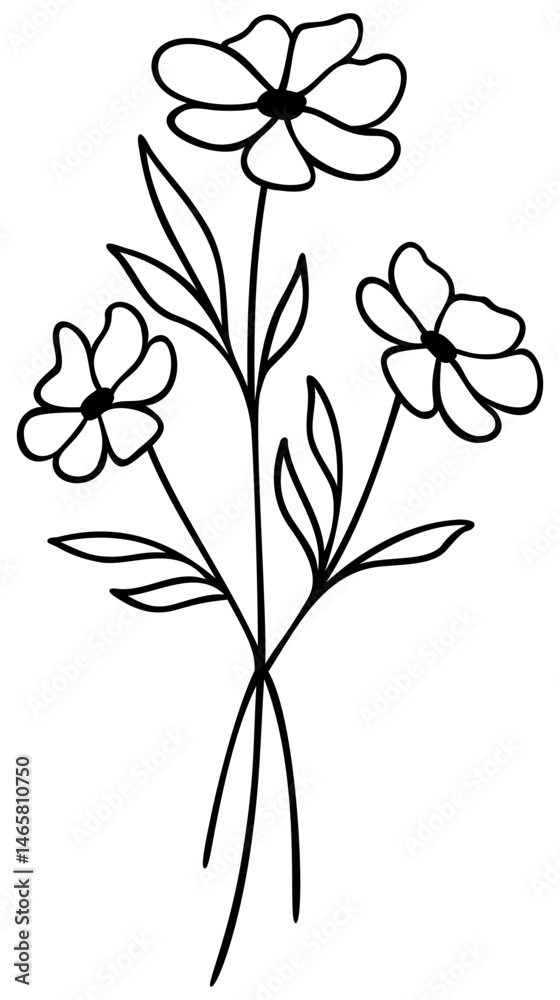 Wildflower Line Art | Vector Flower | Botanical Art Wildflower Line Art | Vector Flower | Botanical Art