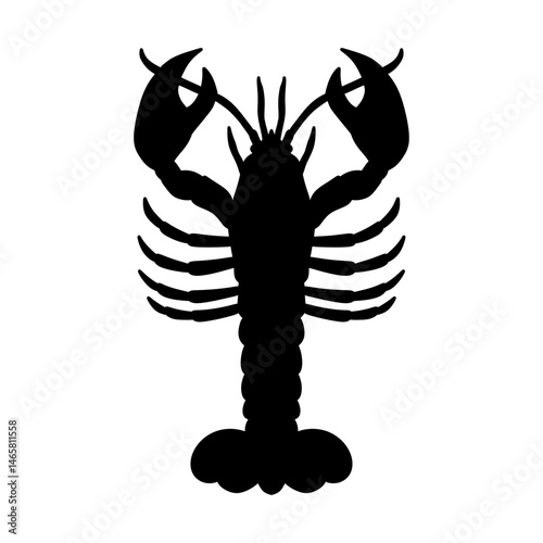lobster or crayfish silhouette vector illustration. Seafood silhouette. Isolated seafood on white background